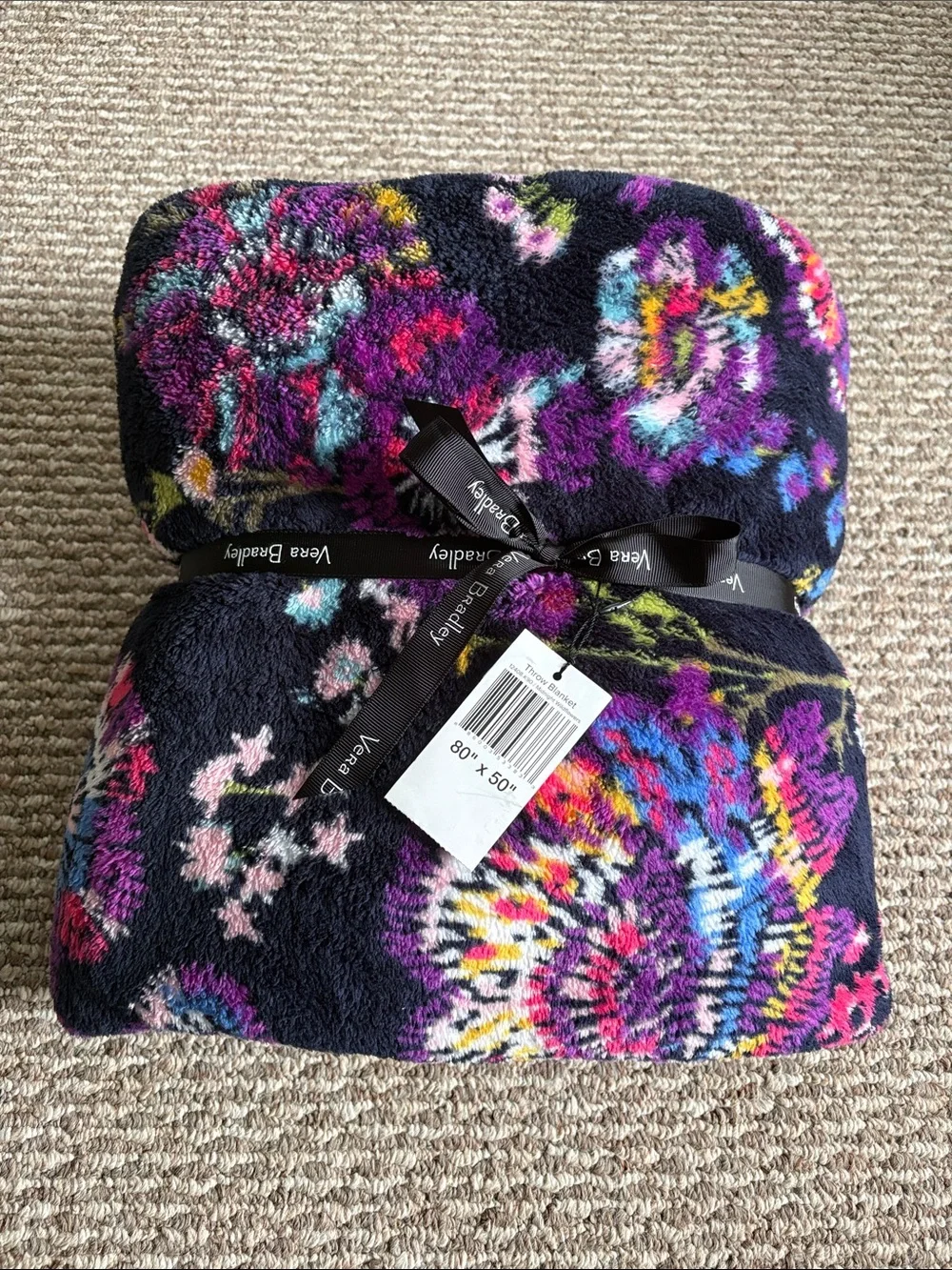 Vera Bradley Midnight Wildflowers Floral Fleece Throw Blanket